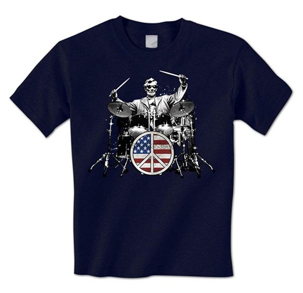 

tshirt homme new abraham lincoln - american drummer peace sign drum set rock mens t-shirt t shirts sport hooded sweatshirt hoodie