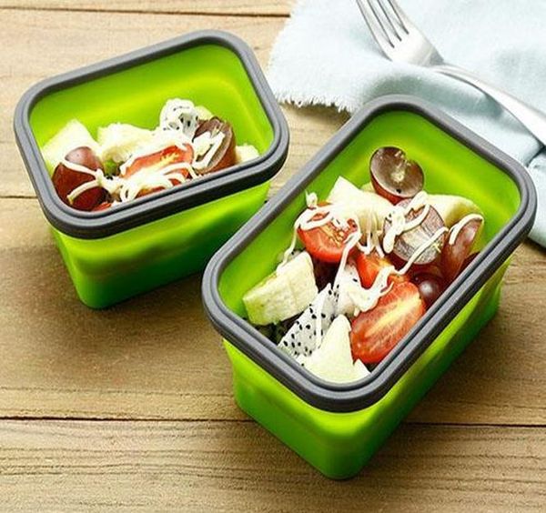 

500ml sile collapsible lunch box food storage container bento bpa microwavable portable picnic camping rec wmtosf dh_garden
