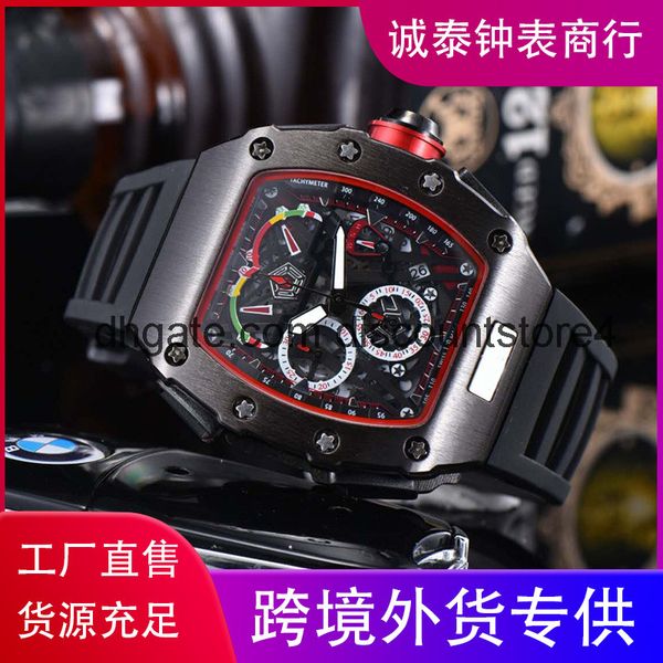 

2020 new men's watch richard quartz watch 6-pin second silicone watch, Slivery;brown