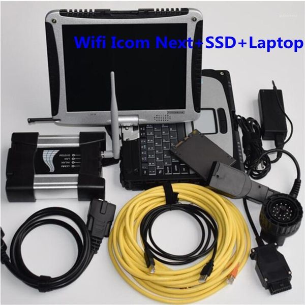 

wifi icom next auto diagnostic tool code scanner with 720gb ssd cf19 used lap8g ready to use interface and cables1