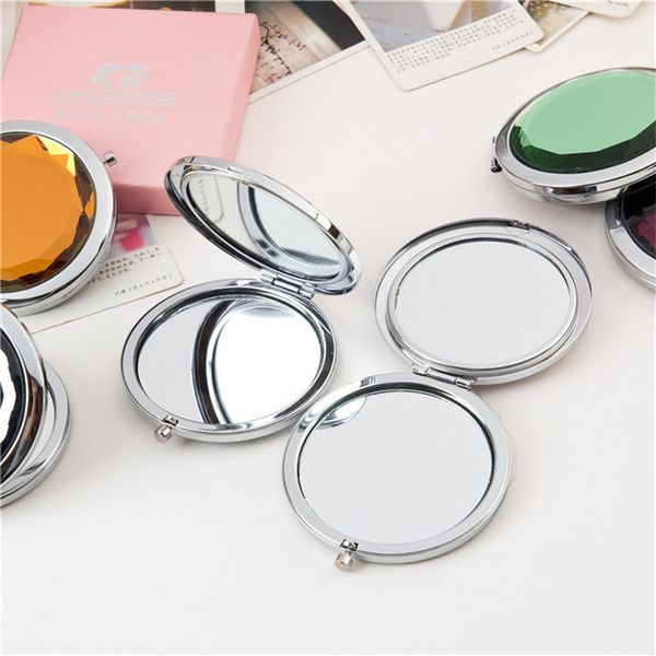 

cosmetic hand mirror round crystal fold women portable gift makeup compact multicolour mirrors cosmetology new arrival 2 55wc m2