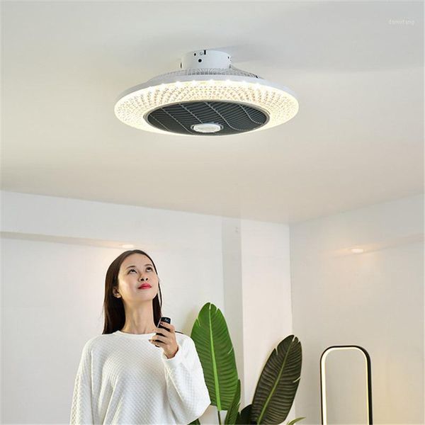 

55cm 3modes smart ceiling fan light with remote control cell phone indoor home decor lantern modern lighting circular lamp1