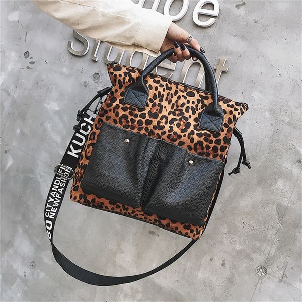 

uwbk3 big women large new of version hand shopping korean 2020 capacity portable shopping personalized leopard print messenger bag tote bag