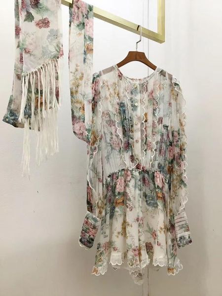 

style printed silk stitching long sleeve playsuits women 2020 summer women1, Black;white