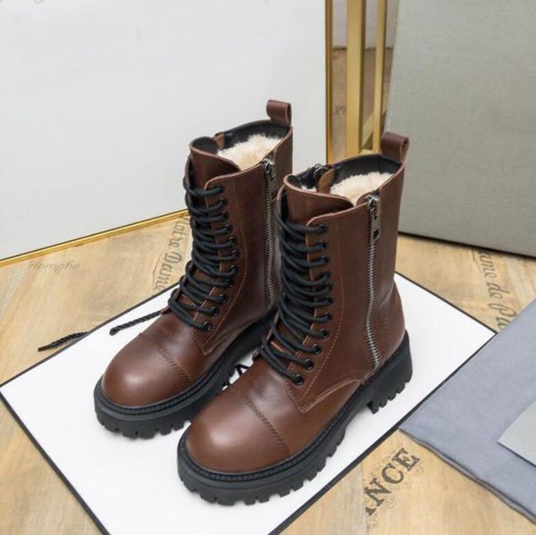 

black high winter women ankle boots round toe real leather lace-up zipper platform design martin booties bottines femmes