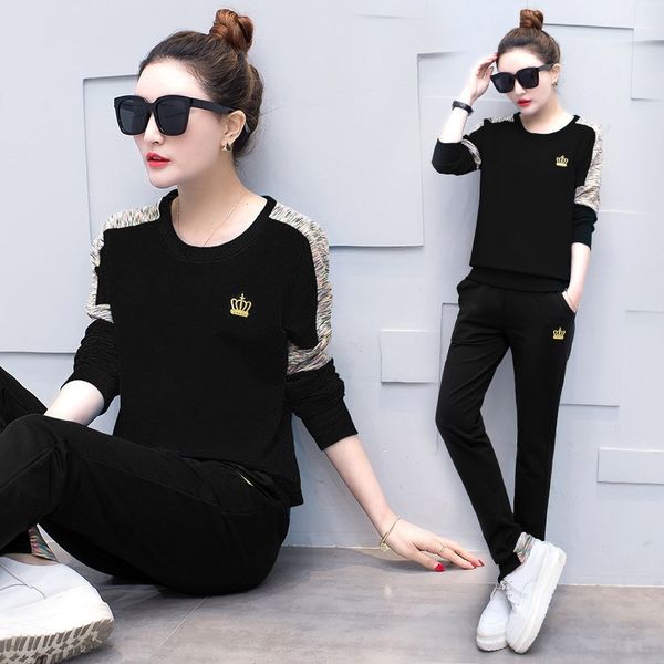 

wkanw sleeve korean style casual sports suit round autumn and spring sweater sweaternew fashion women's women's neck long 2020 swe, Gray