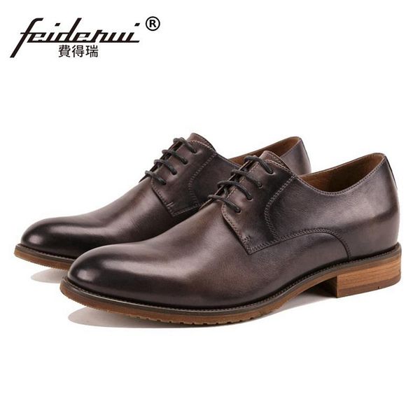 

genuine leather wedding party men's handmade footwear full grain round toe derby formal dress party man shoes ss255, Black
