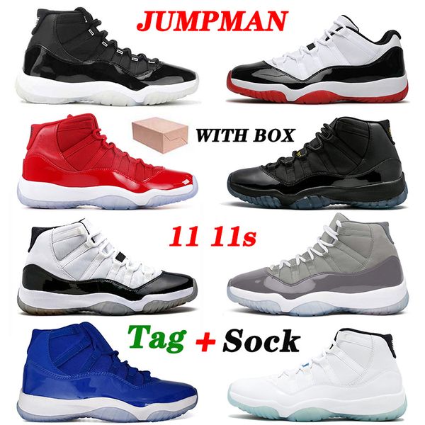 

with box jumpman 45 bred cool grey retro basketball shoes 11 11s concord high retro legend blue space jam trainers sneakers, White;red