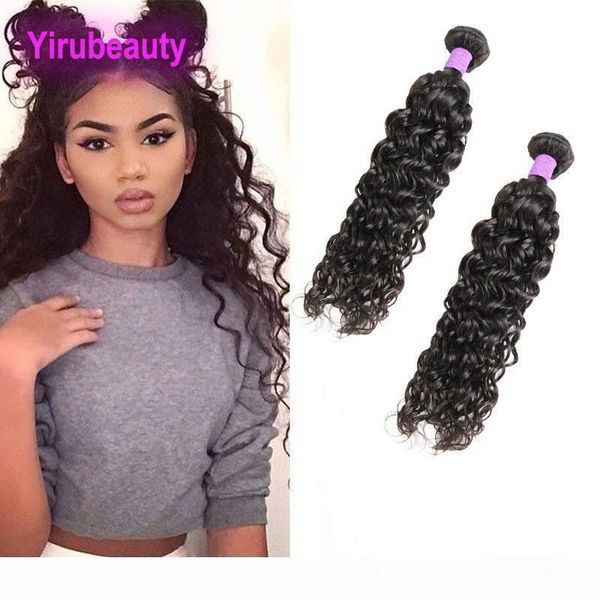 

brazilian unprocessed human hair water wave natural color 2 bundles water wave hair extensions bundles wet and wavy 8-28inch, Black;brown