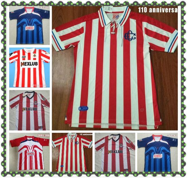 

retro classic 06 07 08 96 97 chivas regal 1996 1997 2006 2007 home r. pizarro soccer jerseys guadalajara 110 years retro football shirt, Black;yellow