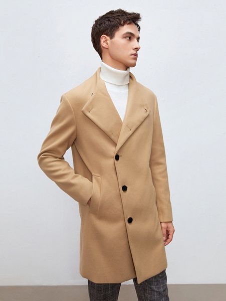 

men single breasted slant pockets overcoat z1ug#, Black;brown
