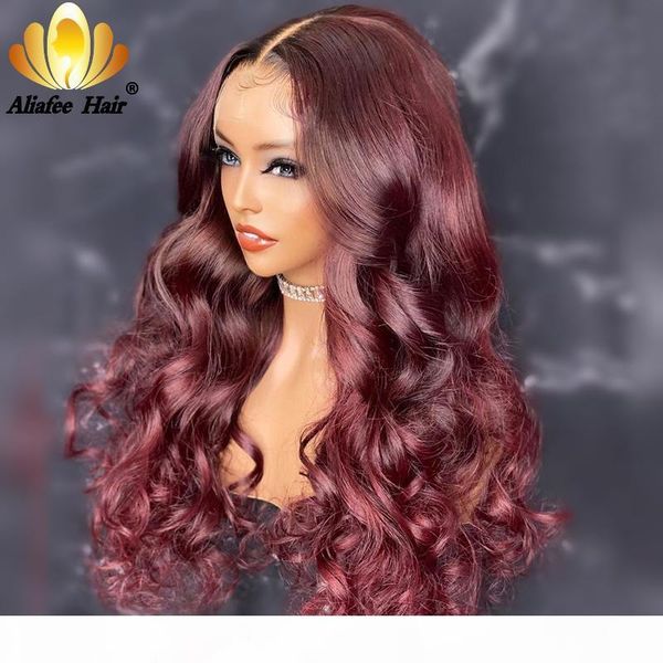 

aliafee malaysia loose deep wave wig curly lace frontal human hair wigs burgundy 99j brown ginger lace wig pre plucked for women, Black;brown