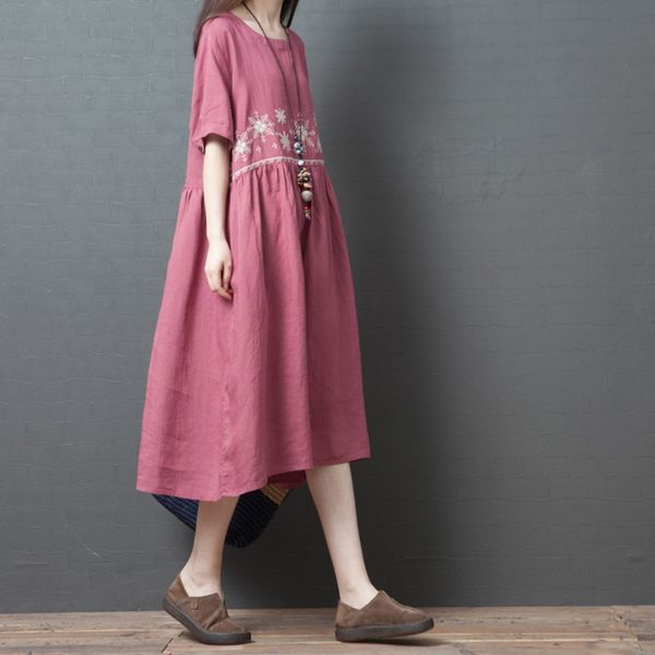 

2019 korean style women's spring and summer new loose large size women's clothing fashion comfortable round neck long skirt long s, Black;gray