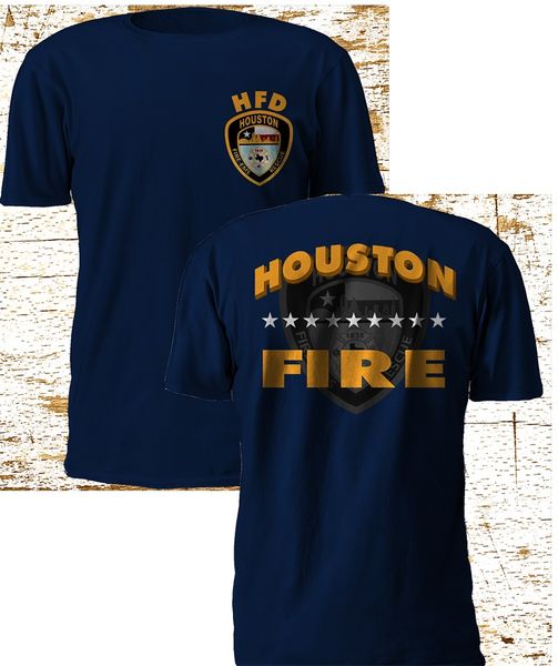 

new houston texas firefighter fire brigade service navy double side funny fashion casual printed shier hoodie designers t shirts sweatshirt