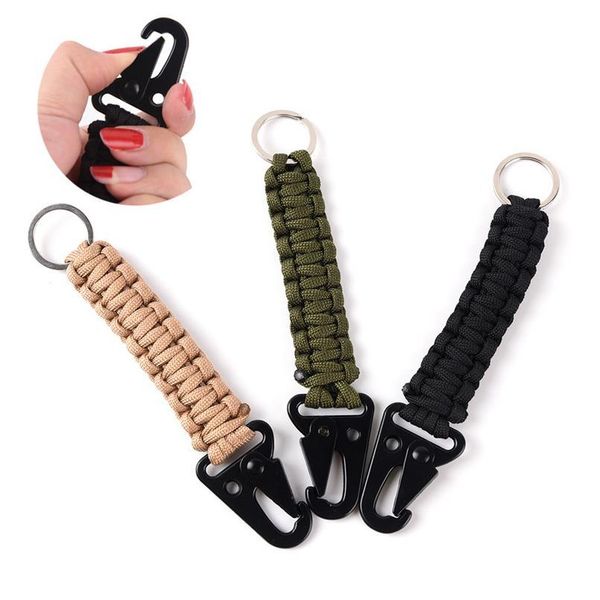 

1pc outdoor survival kit parachute cord keychain military emergency rope carabiner for keys 140kg tensile qylqmy