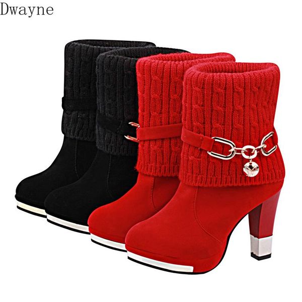 

size 35-43 suede high-heeled boots for women, Black