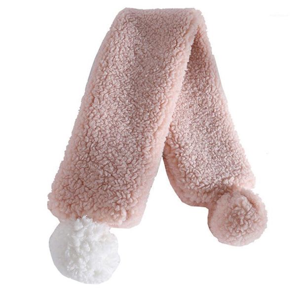 

solid plush fleece winter women scarf short warm neck-cross collar pompom wraps sjaal voor dames szalik zimowy bufandas mujer1, Blue;gray