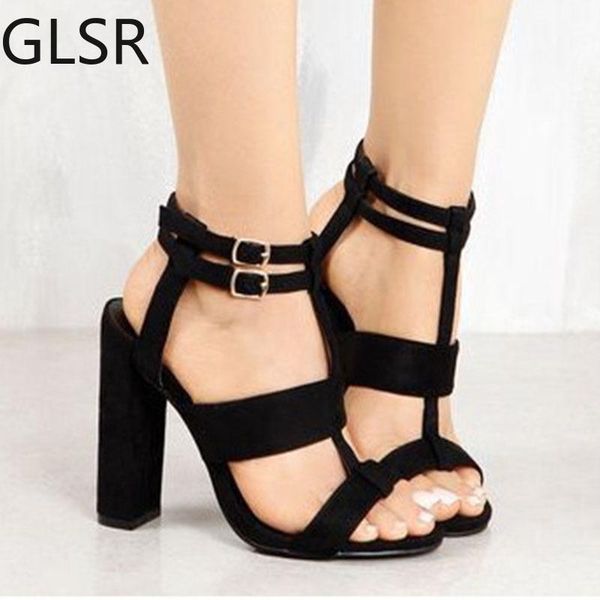 

2021 summer ladies explosions suede sandals women's super high heel thick with large size 43 casual shoes zapatos de mujer, Black