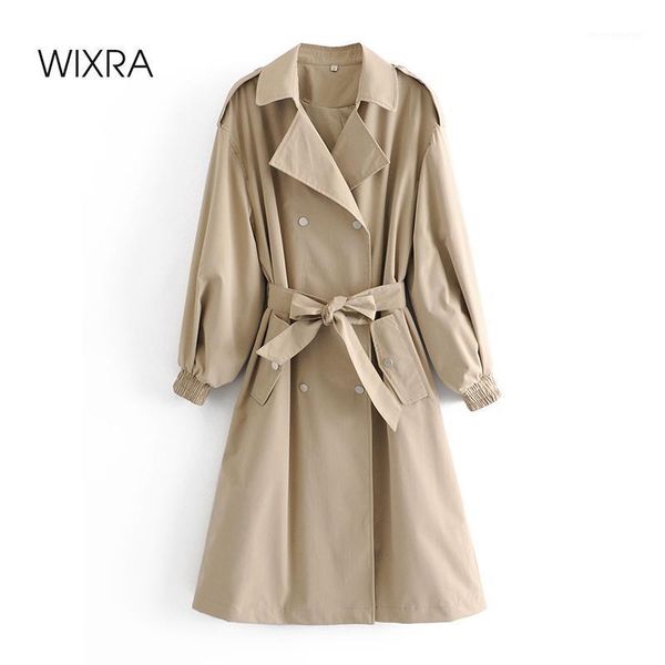 

women's trench coats wixra womens fashion holiday comfortable autumn spring professional girls outdoor long overcoats1, Tan;black