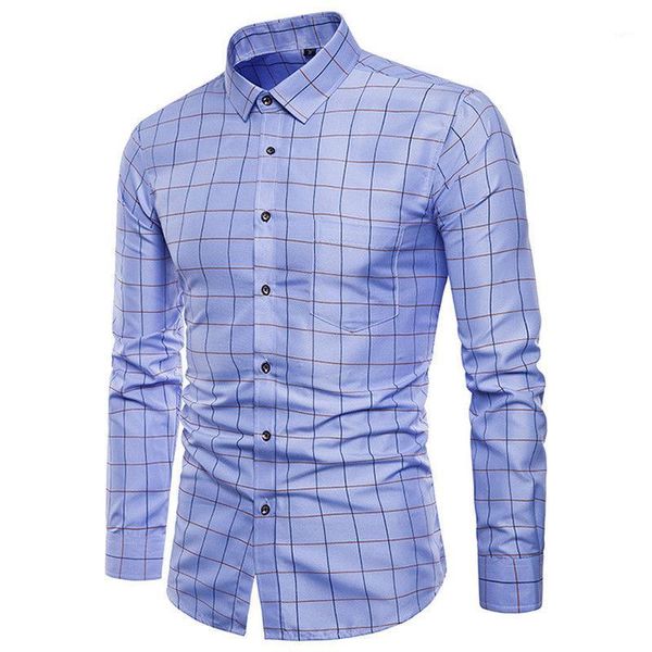 

stylish men's shirts casual plaid slim fit long sleeve shirt new1, White;black