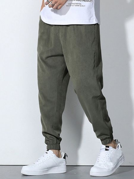 

men solid slant pocket pants e3gu#, Black