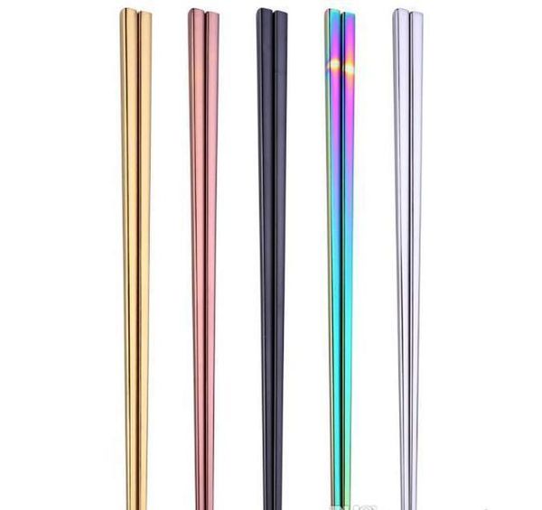

glossy titanium plated chopsticks anti scalding high-grade 304 stainless steel titanium rainbow golden black jllyen trustbde
