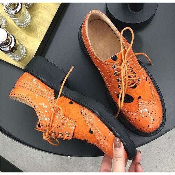

female 2021 genuine only fashion shoes length 22-26 in ladies cow pumps + horse colorblock brogues hair 1 63lu, Black