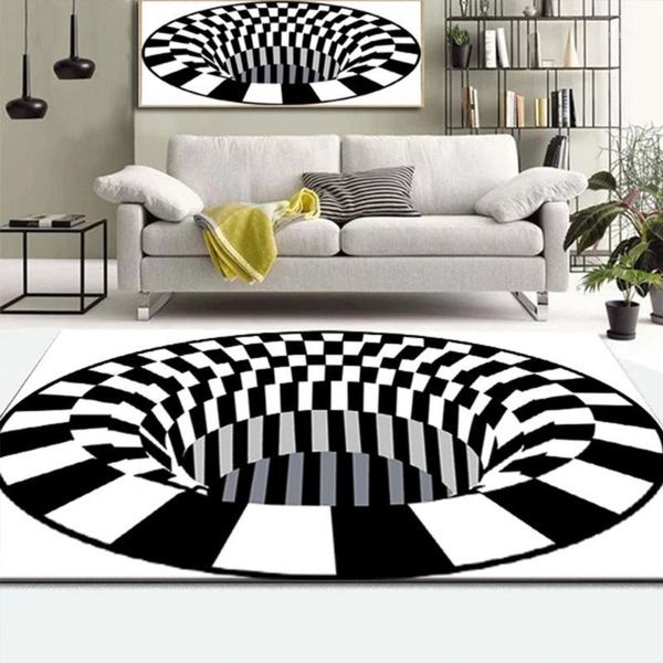 

carpets ruldgee 3d crystal velvet printing carpet livingroom table bedroom bedside blanket black white illusion can be customized1