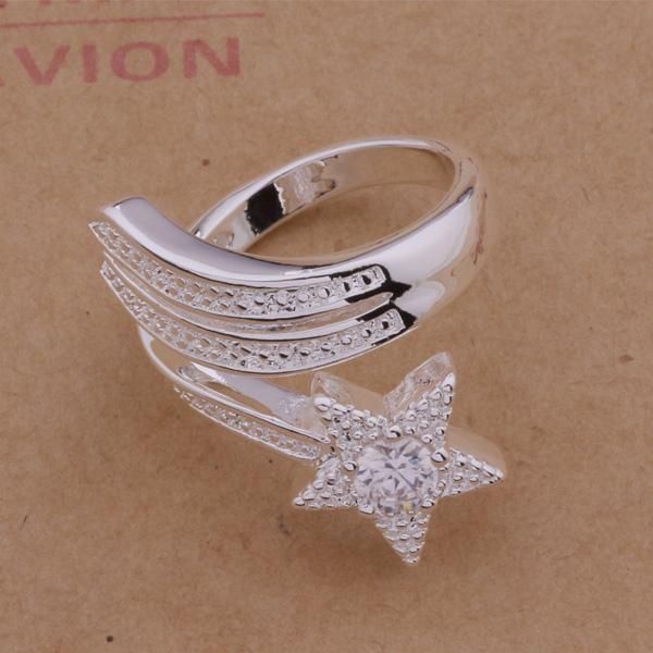 

cluster rings ar200 sterling ring, fashion jewelry, five-pointed star /akrajbya allajcsa silver color, Golden;silver