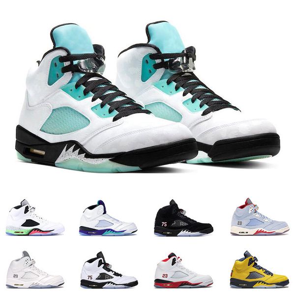 

new arrivel mens basketball shoes 5 island green white cement ice blue michigan metallic white olympic athletic sports sneakers trainers
