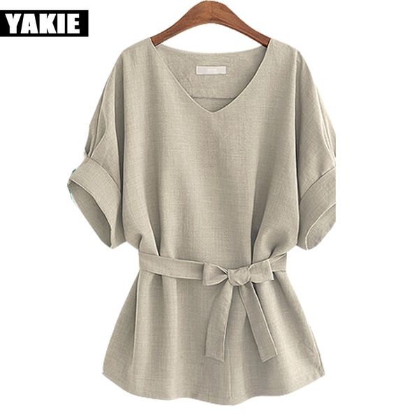

summer and blouses plus size 5xl women blouse shirt casual ladies cotton linen womens shirts loose blusas camisa mujer y200622, White