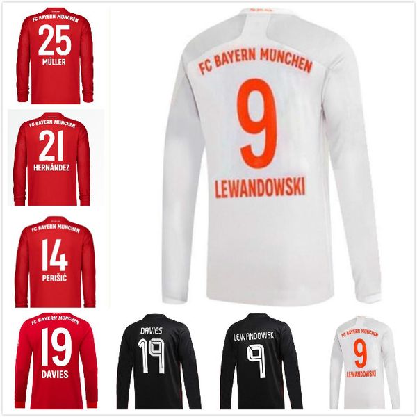 

20 21 lewandowski sane gnabry muller thiago hernández martinez fans version home away long sleeve soccer jersey 2020 2021 football shirt, Black;yellow