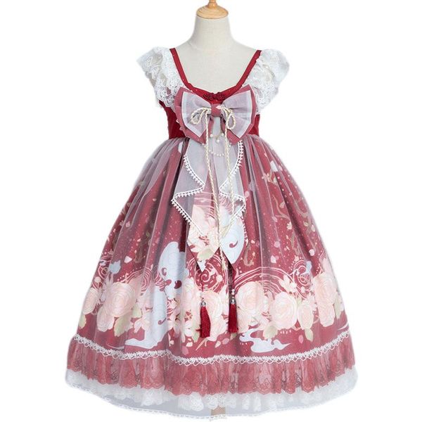 

camellia story ~ sweet printed lolita jsk dress by ocelot, Black;gray