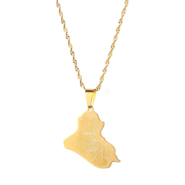 

map of iraq pendant necklaces jewelry for women men iraqi maps gift, Silver