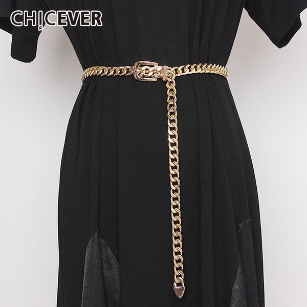 

chicever korean metal chain women's belt hollow out adjustable clothes accessories belts for female 2020 summer spring fashion t200427, Black;brown