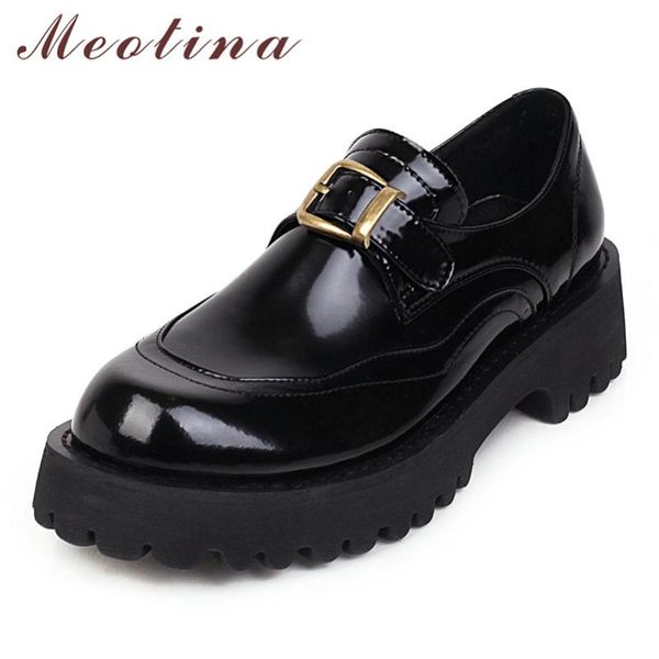 

meotina high heels women pumps platform square heel loafers shoes fashion round toe shoes female spring size 33-43, Black
