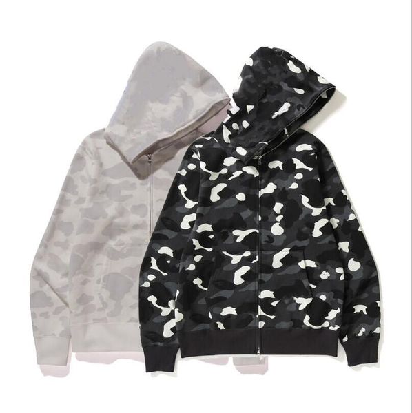 

camouflage luminous hooded hoodies mens womens fashion streetwear cardigan sweatshirts loose hoodies lovers clothing asian size s-3xl, Black