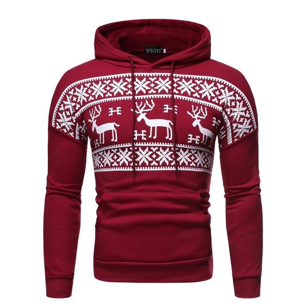 

men's hoodies & sweatshirts deer print hooded pullover casual pullovers tracksuit red black