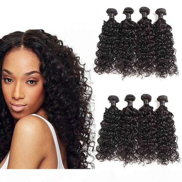

brazilian hair bundles water wave remy human hair extensions malaysian indian peruvian virgin hair bundle water wave deals, Black
