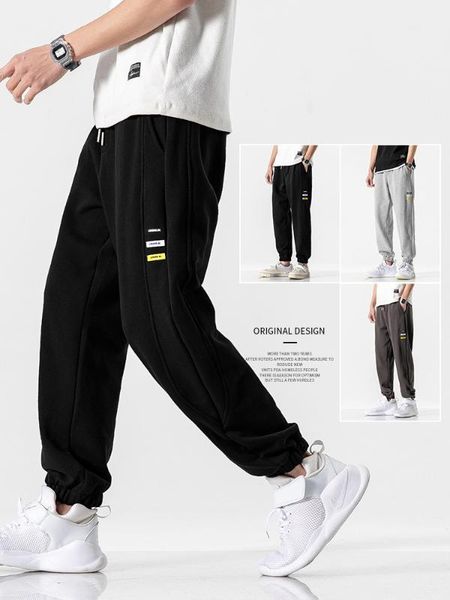 

men's pants men's knitted guardian sports leisure spring loose straight beam feet nine trousers1, Black