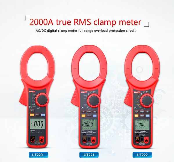 

uni-t ut220 ut221ut222 clamp meter 2000a ac dc digital clamp multimeter with lcd backlight frequency tester