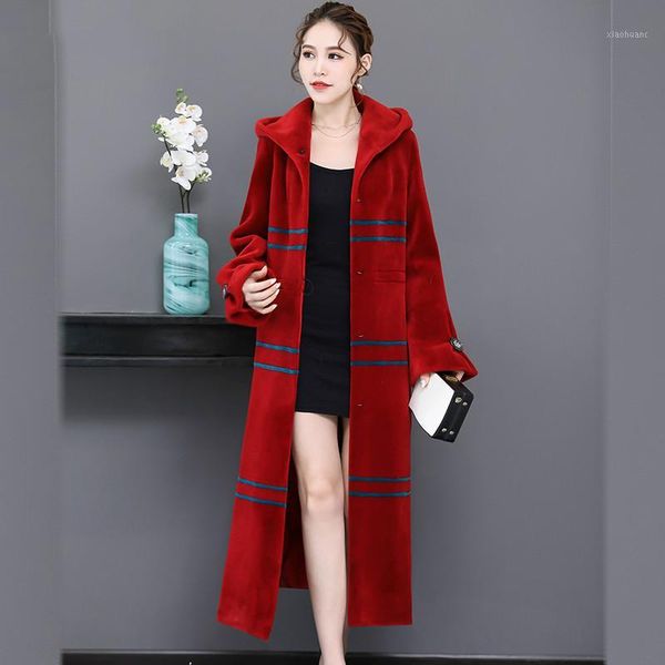 

autumn winter coat women clothes 2019 korean real fur coat female 100% wool jacket vintage sheep shearling long zt47831, Black