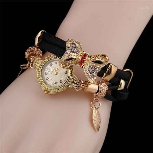 

wristwatches brand women bracelet watches ladies love leather strap rhinestone quartz wrist watch luxury fashion watch1, Slivery;brown