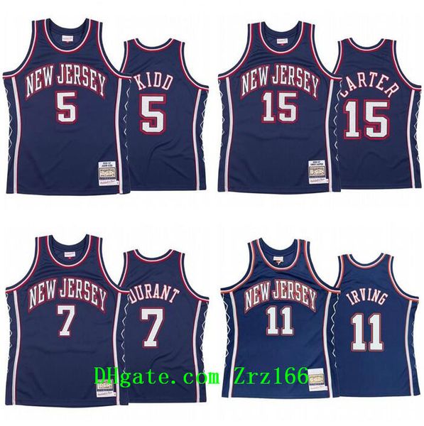 

retro men women youth basketball brooklyncity team 5 kidd 15 carter 7 durant 11 irving mitchell&ness 06-07 20-21 hardwoods classic jersey, Black;red