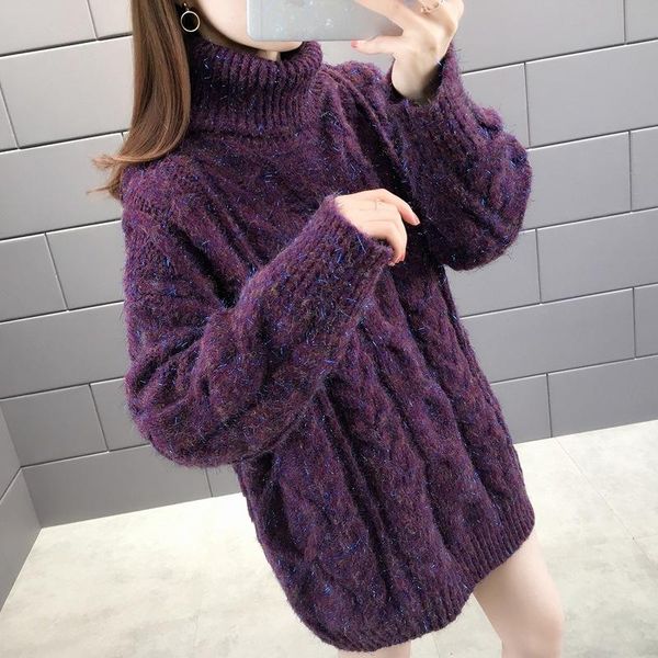 

women's sweaters sweater women winter warm knitted pullover 2021 style loose contrasting colors long sleeve round neck for, White;black