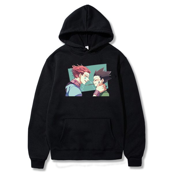 

janpan anime hunter x hunter hisoka gon hoody for men women sweatshirt hooded clothes oversize cartoon print streetwear hoodies 1014, Black