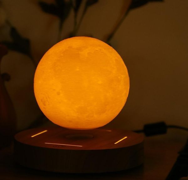 

new 360 rotated wooden base levitating 3d moon lamp 10cm night lamp floating romantic light home decoration for bedroom odpu9