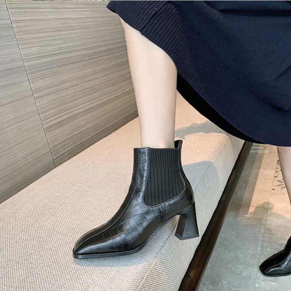 

plus 2021 women's online size stitching toe of foot winter boots 1 fosm, Black