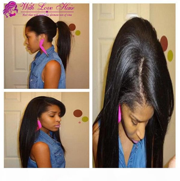 

withlovehair brazilian peruvian malaysian lace front human hair wigs straight hair glueless full lace wigs for black women, Black;brown