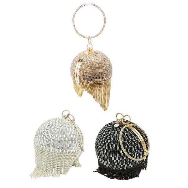 

rhinestone tassel ladies metal crystal clutch bag dinner bag wedding package bride bracelet hand caught